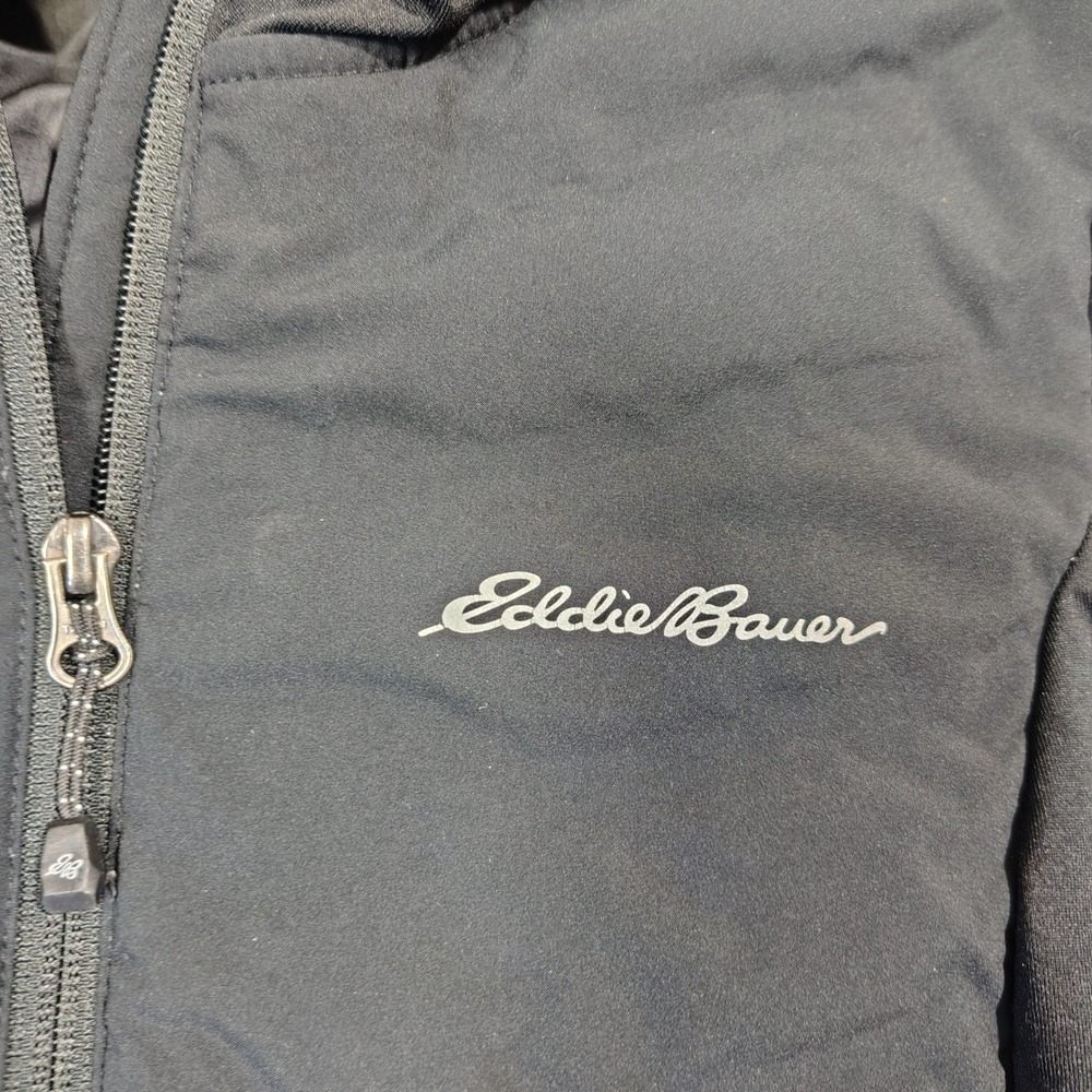 Eddie Bauer Jacket Womens Medium Black MotionLoft Hybrid Down Hooded Zip 0623 - Picture 4 of 16